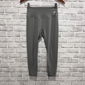 Gymshark Womens B1A1V Gray High Waist Pull On Training 7/8 Leggings Size Small